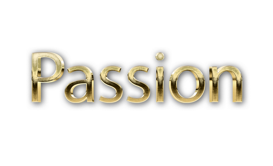 3D WORD PASSION gold text effects art typography PNG images free